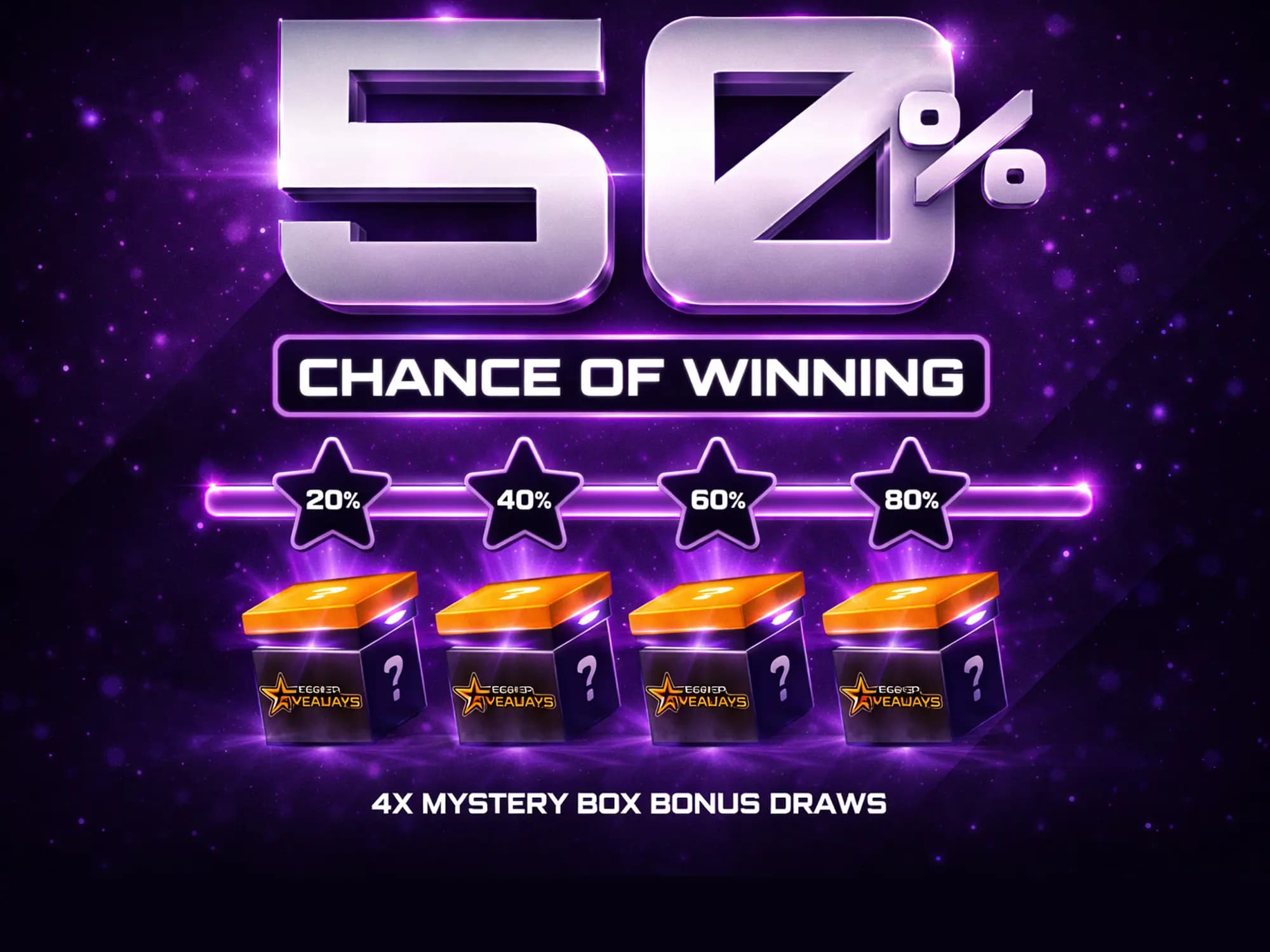 The 50/50 Comp PLUS 4X Mystery Box Bonus Draws