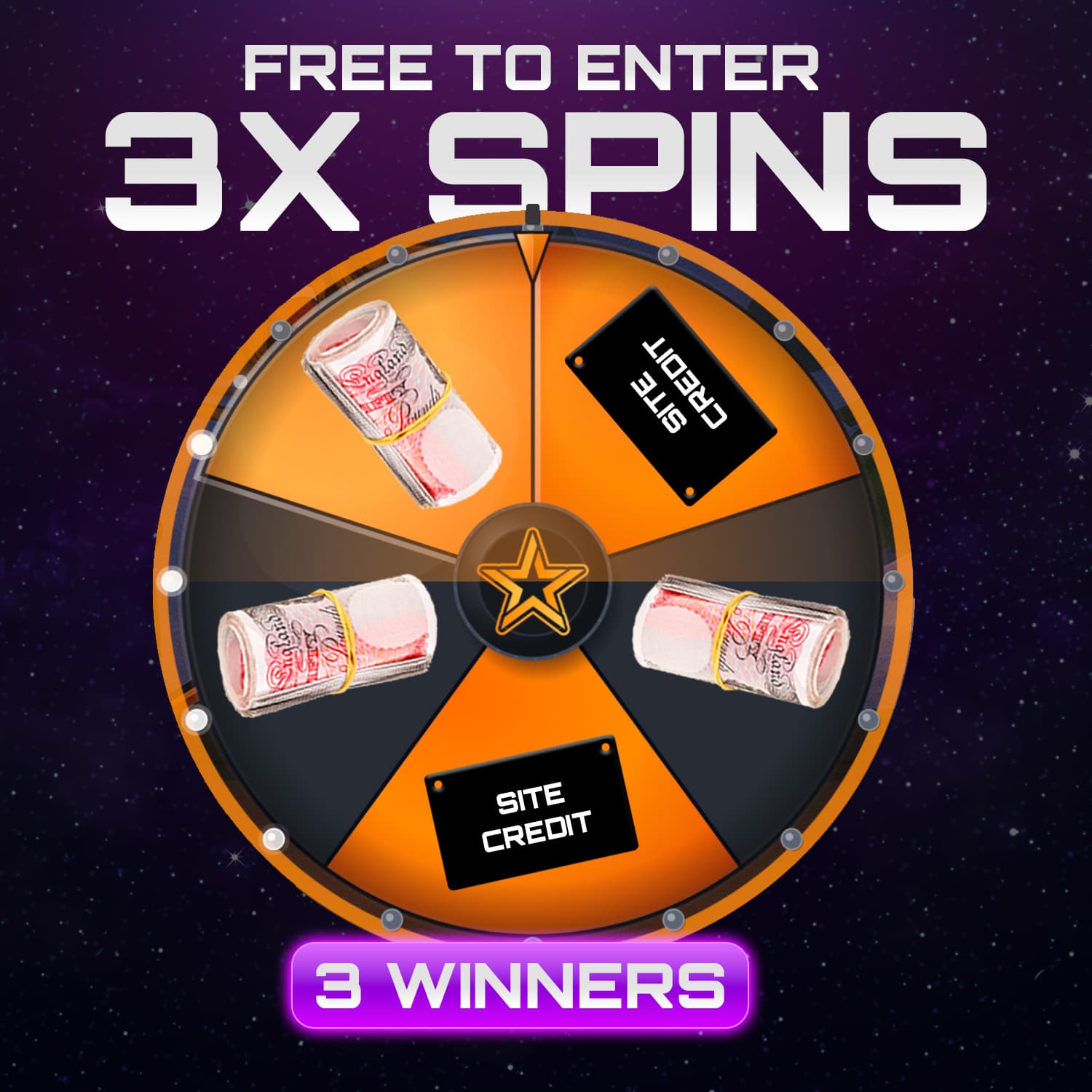 FREE - 3 WINNERS TO SPIN THE WHEEL